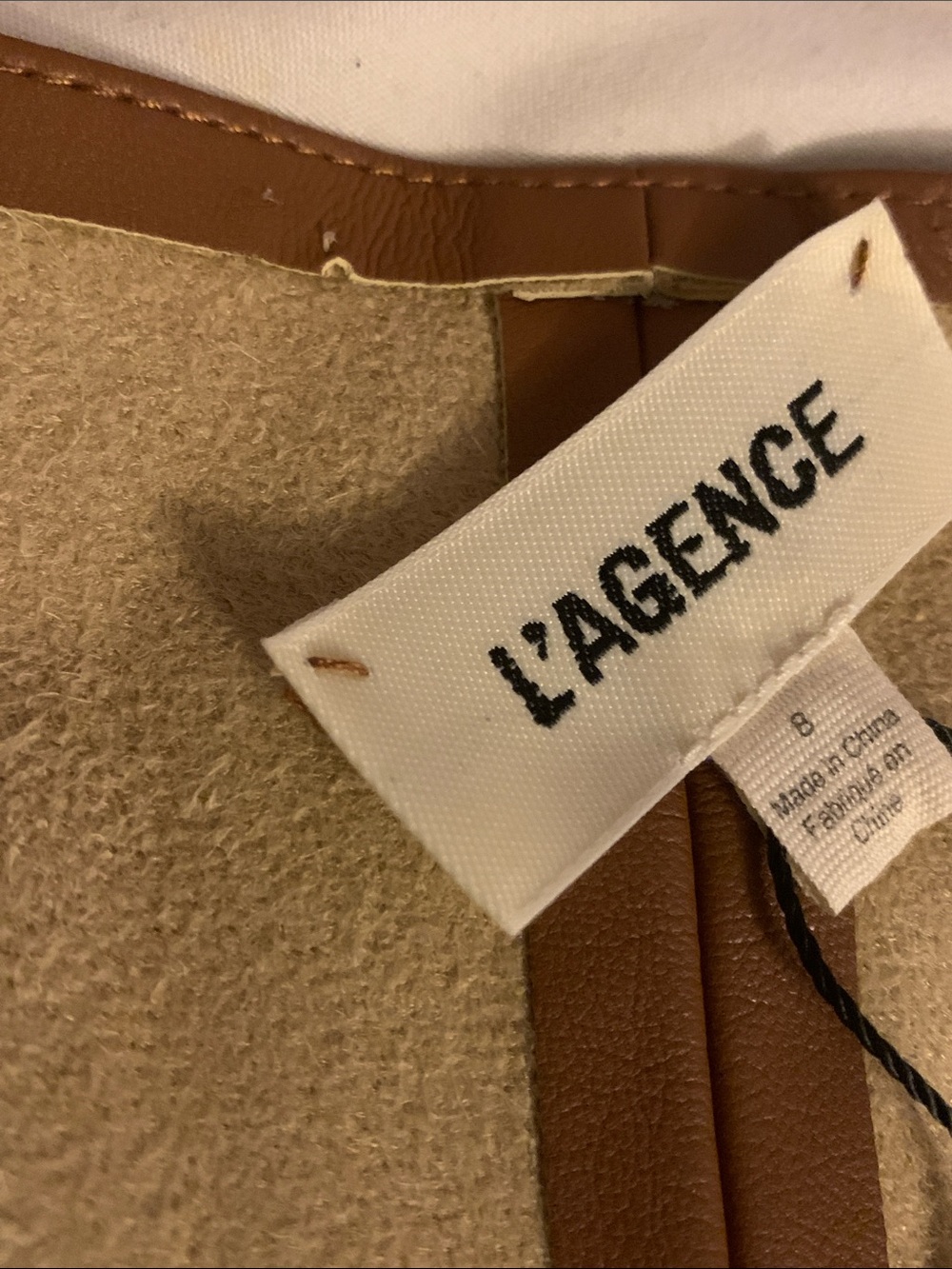 L'AGENCE Tan Faux-Leather Midi Dress with Side Buckle - Picture 7 of 8